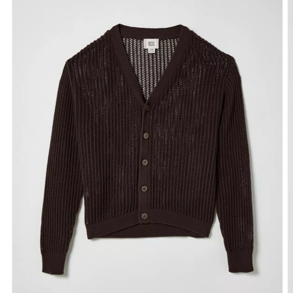 URBAN OUTFITTERS BDG Beach Cardigan Dark Brown Sz Medium NWOT V-neck Open Knit - Picture 1 of 12